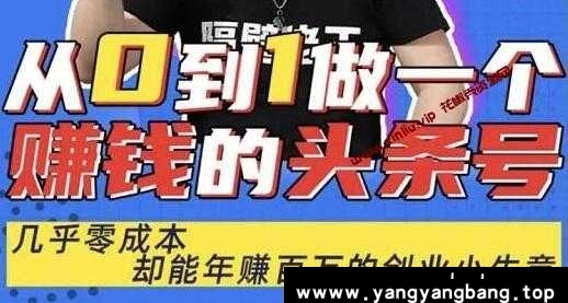佬王《从0到1做一个赚钱的头条号》